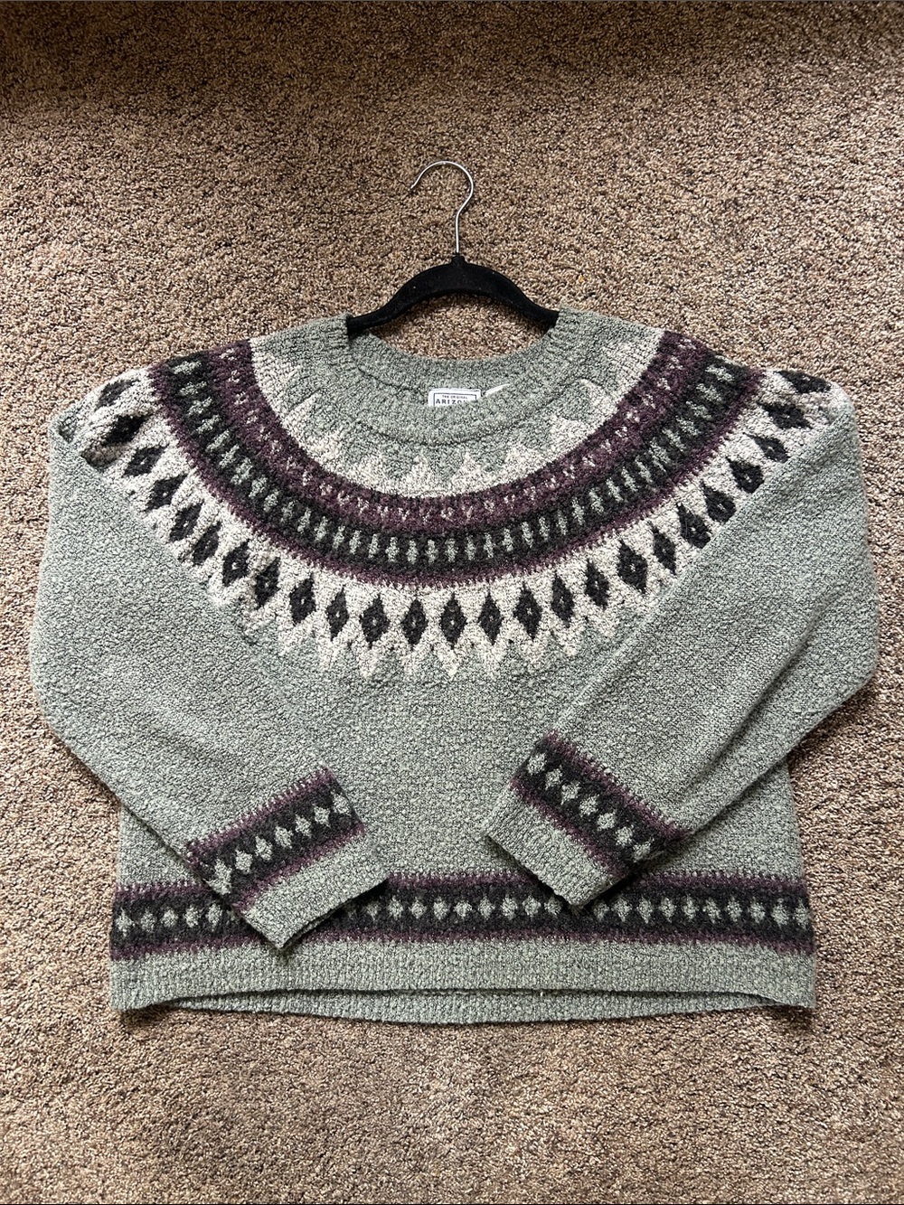 Cozy Sage Green and Purple Sweater